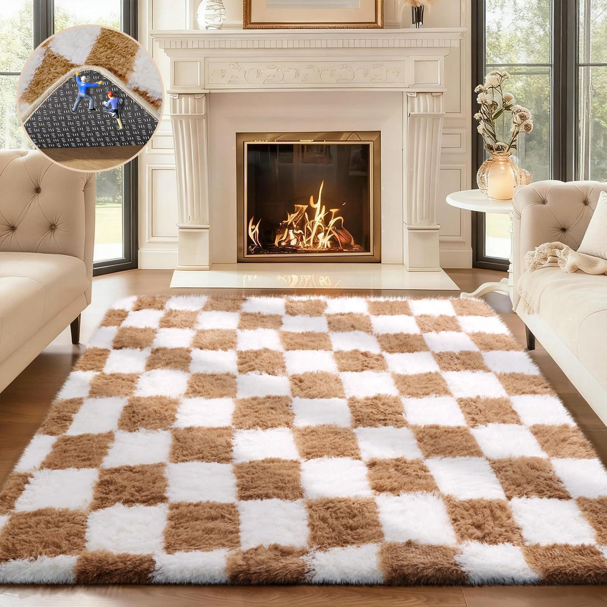 Ophanie Small Rug Upgrade Non Slip Throw Bedside Area Rugs, Fluffy Soft Grey Mini Bedroom Carpet, Affordable Door Entryway Indoor Inside Front Entrance Dog 2x3 Mat, Home Decor Aesthetic, Nursery