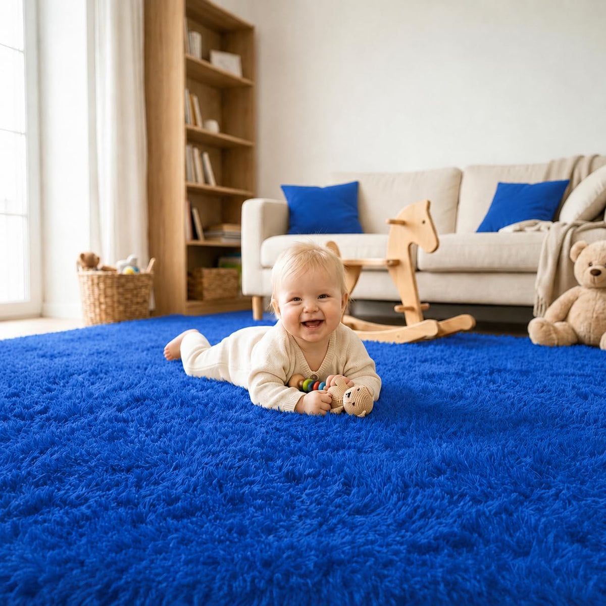 2x3 Area Rug for Bedroom Bedside, Soft Fluffy Plush Thick Rug for Living Room, Non-Slip Small Shag Rug, Non-Shedding High-Pile Indoor Floor Carpet for Kids Room Nursery Dorm Home Decor(Dark Gray)