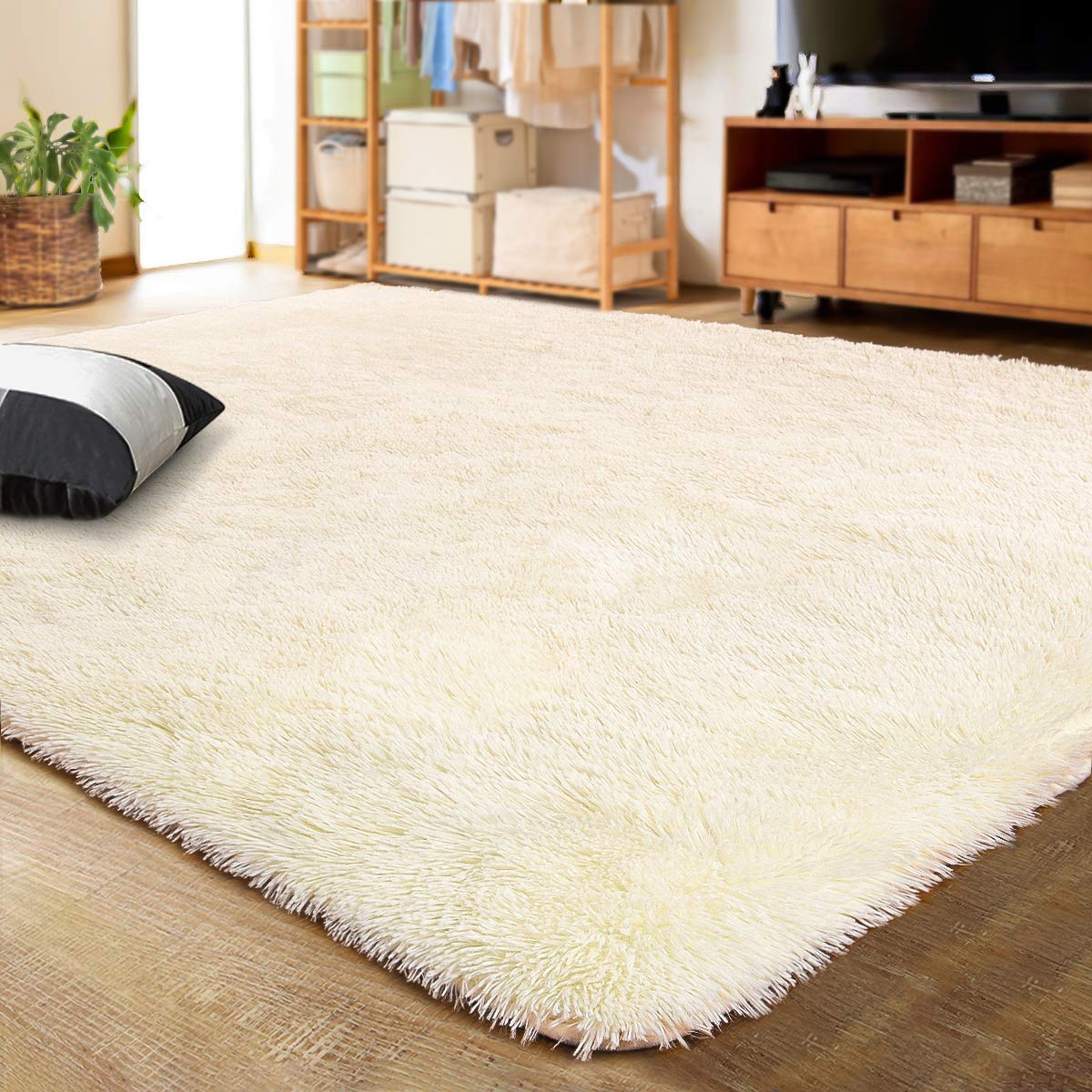 LOCHAS 2x3 Area Rugs Fluffy Living Room Carpets for Kids Bedroom, Brown