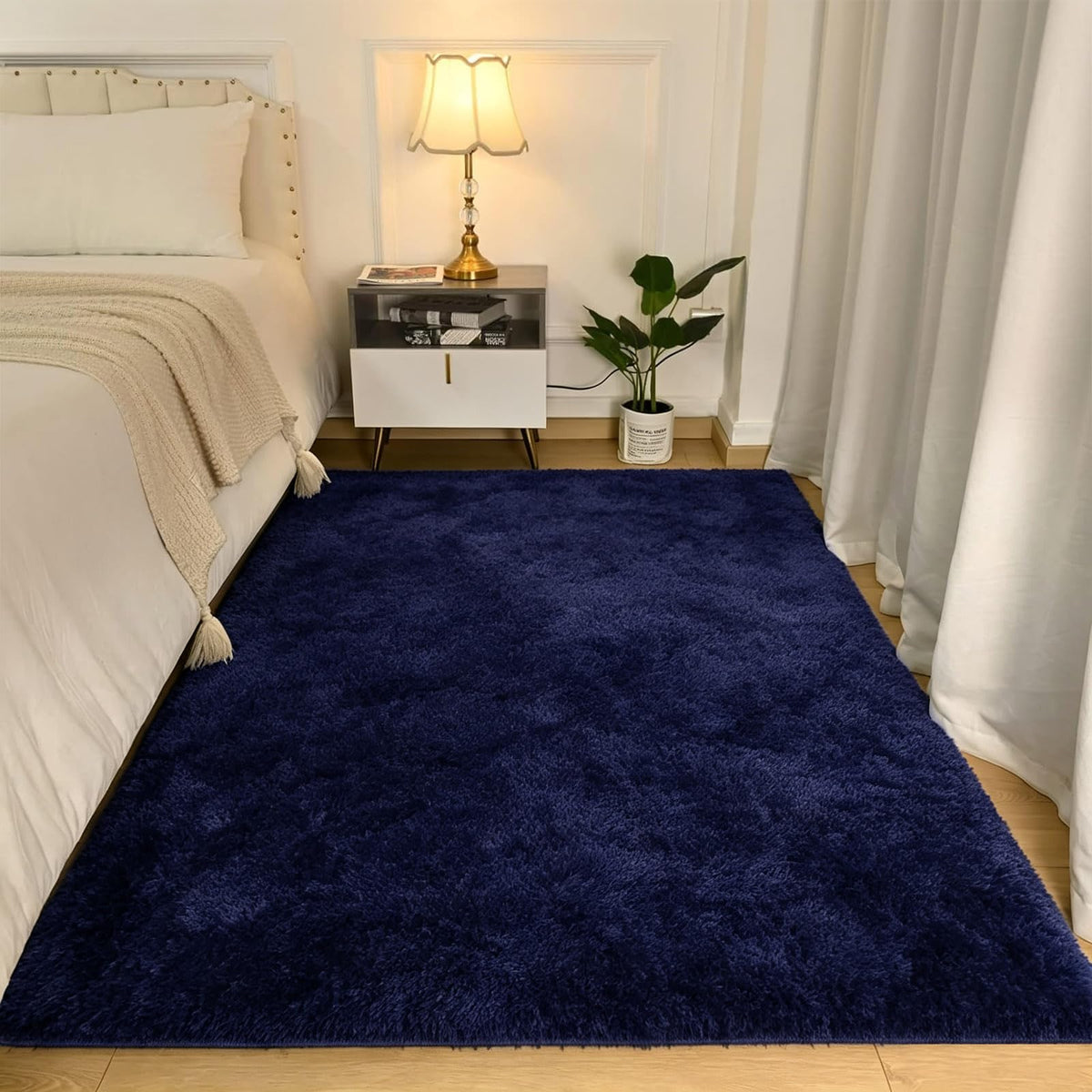 2x6 Dark Grey Fluffy Runner Rug for Hallway and Bedroom, Washable Soft Shaggy Carpet, Non-Slip Thick Shag Rug for Bedside and Living Room, Kids' and Girls' Nursery, Aesthetic Home Decor
