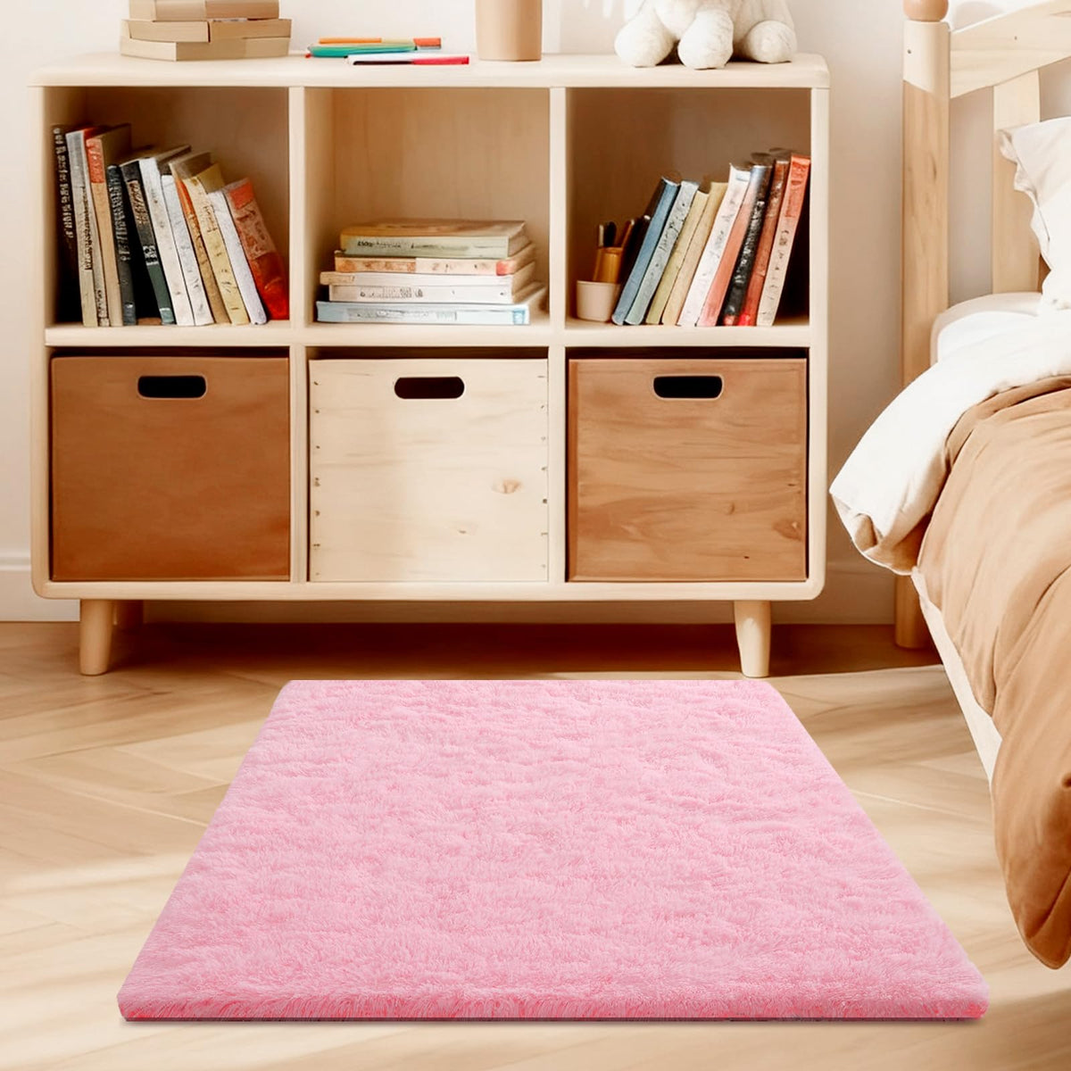 Pink Rug for Bedroom, 2x3 Small Fluffy Area Rugs for Living Room
