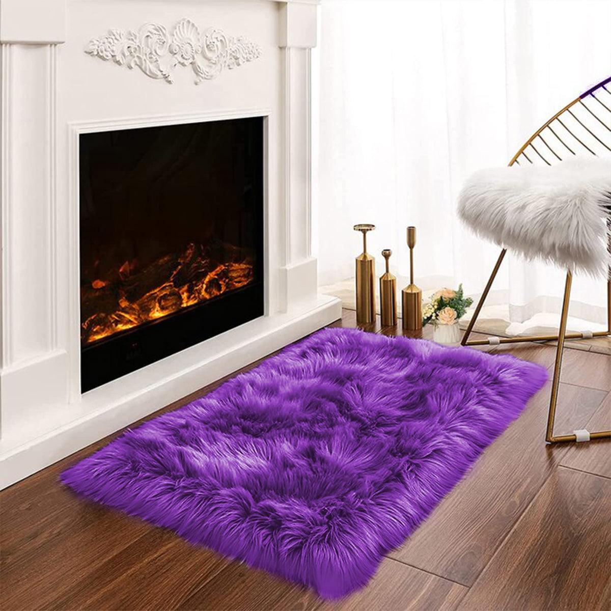 Latepis White Sheepskin Rug 2x3 Faux Fur Sheepskin Rug for Living Room Fluffy Washable Rugs for Bedroom Luxury Room Decor Furry Rugs Rectangle