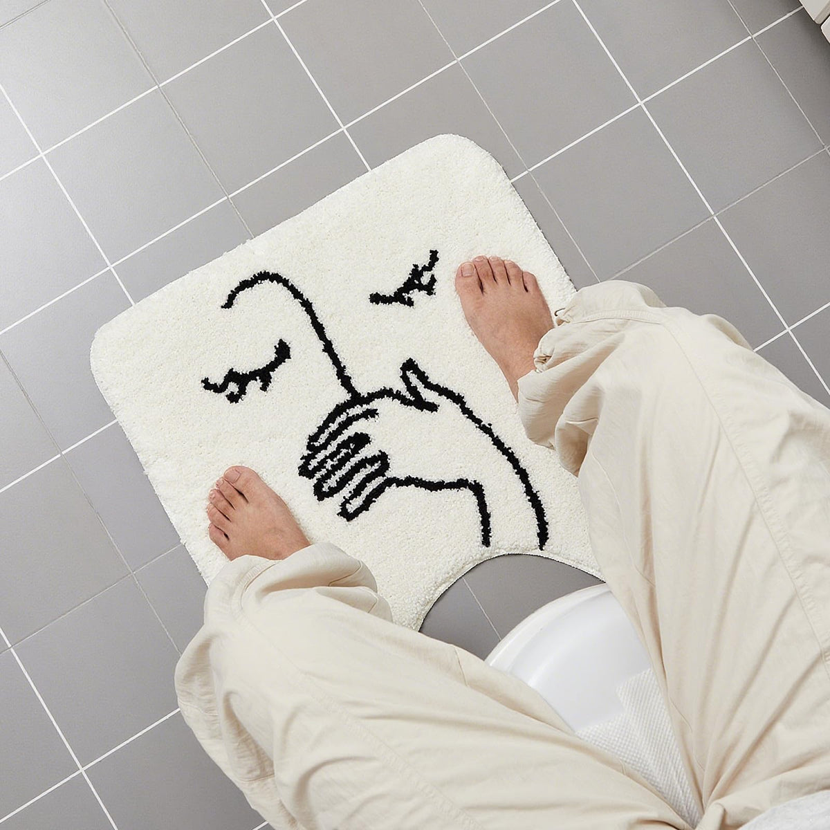 Drydiet U Shaped Toilet Rug Washable Cute Bath Mat 24x20,Black Cat