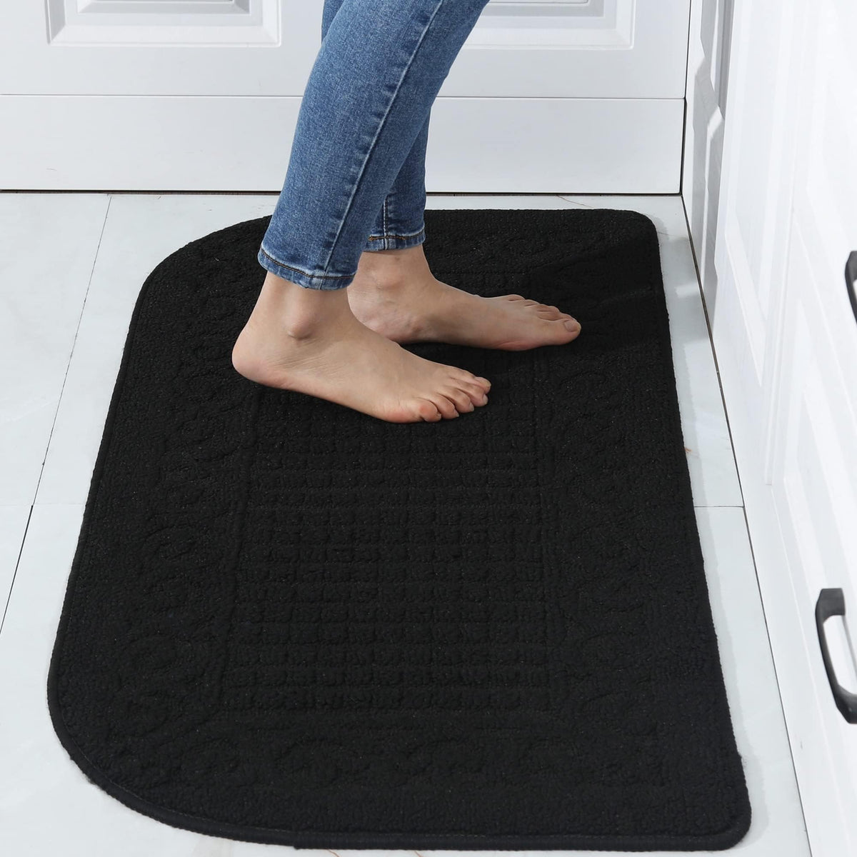 COSY HOMEER 27x18 Half Round Kitchen Rug,Non Slip Washable Mat,Burgundy 1PC
