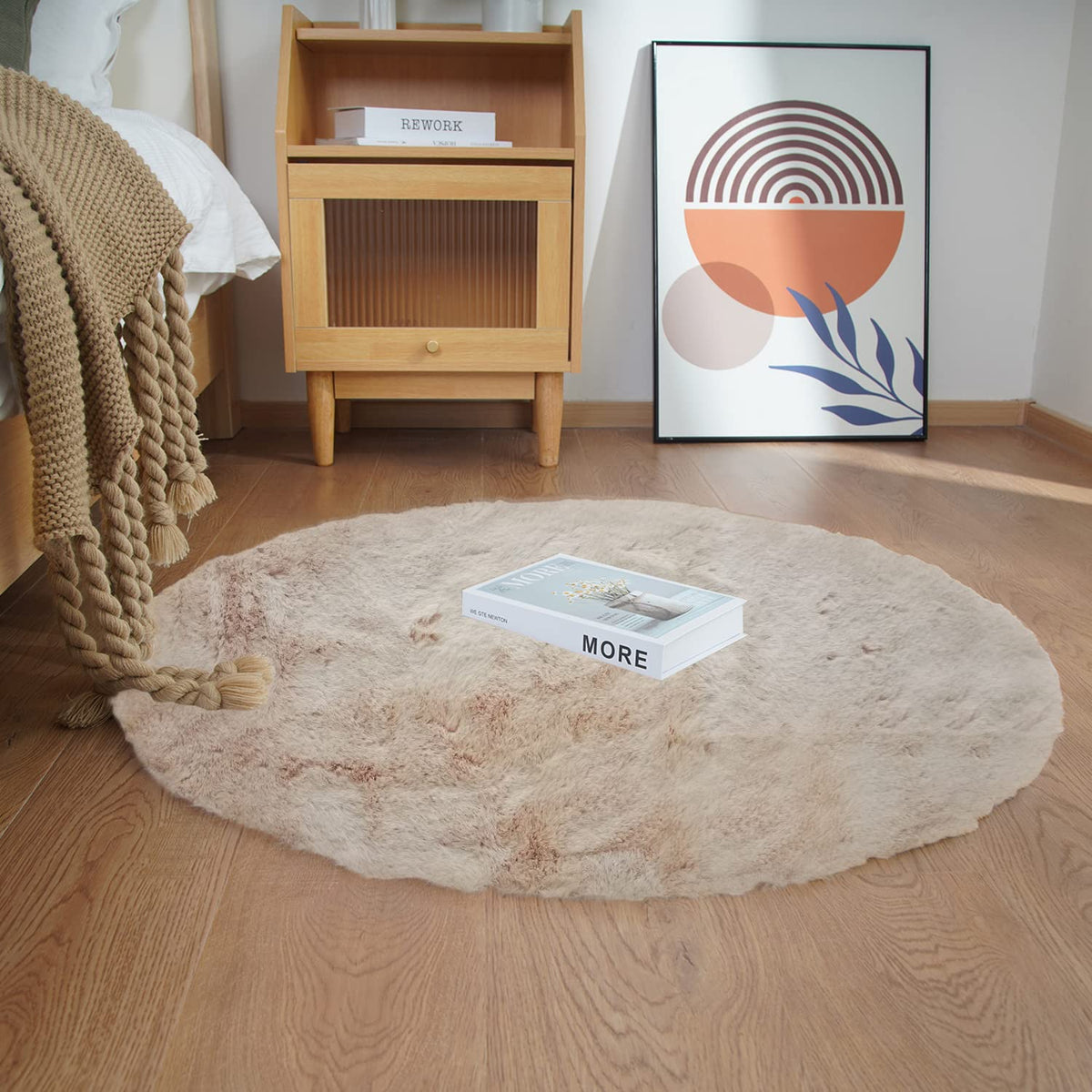 Ghouse Soft Faux Sheepskin Fur Rug 2x4 Black Fluffy Bedside Rugs Plush Rug Shag Nursery Carpet Area Rugs for Living Room Bedroom Playing Room Decor