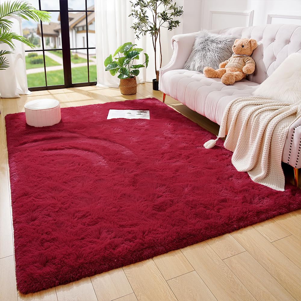 Amearea Shag Fluffy Small Rug, 2x4 Throw Rugs for Bedroom Girls, Black