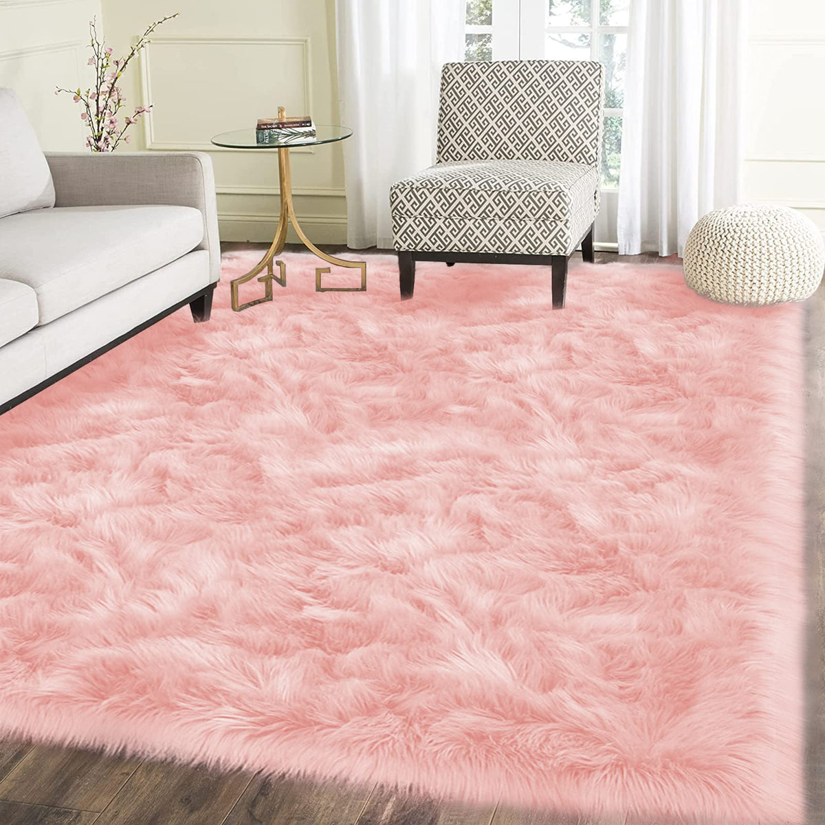 Latepis White Sheepskin Rug 2x3 Faux Fur Sheepskin Rug for Living Room Fluffy Washable Rugs for Bedroom Luxury Room Decor Furry Rugs Rectangle