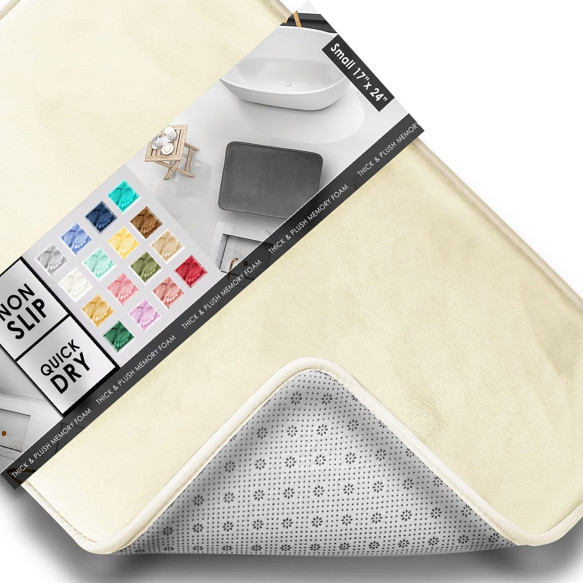 Clara Clark 3 Piece Bathroom Rugs Bath Mat Set, Velvet Memory Foam Bath Mats for Bathroom - Non-Slip, PVC Backing Bath Rugs, Washable - Dries Quickly, Grey