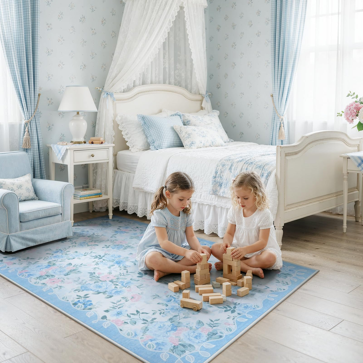 Lahome Floral Pink Bathroom Rug Runners for Hallways Non Slip 2x6