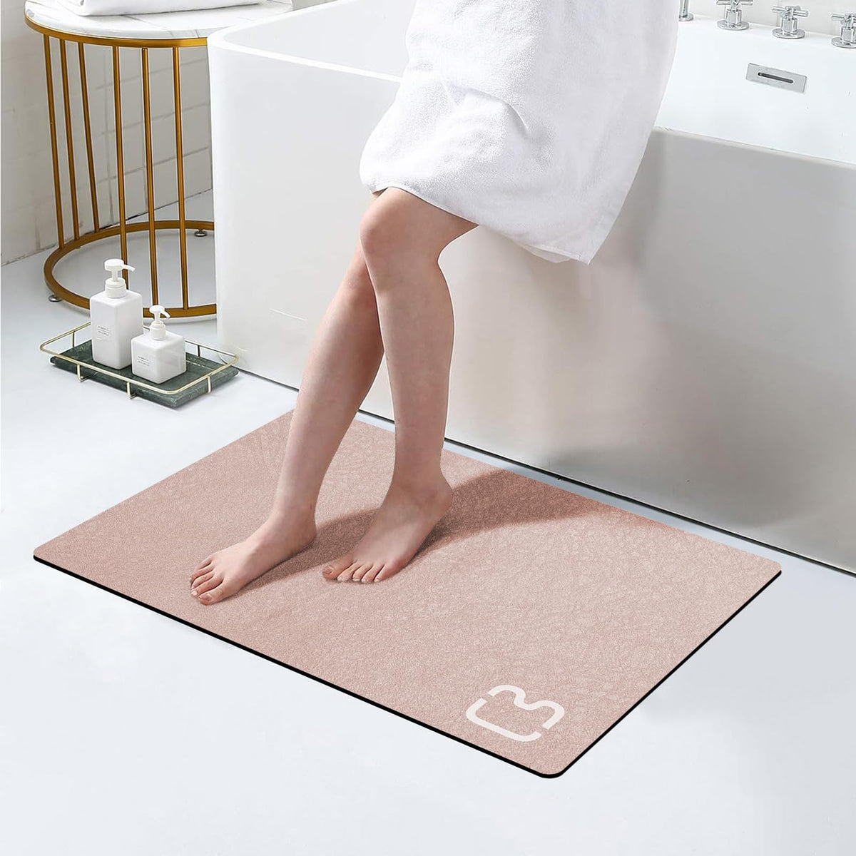 Diatomaceous Earth Bath Mat Stone Bath Mats for Bathroom,15.7"x23.6",Grey