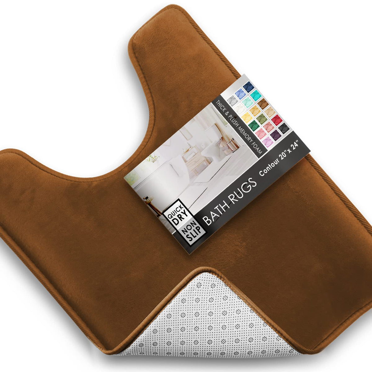 Clara Clark 3 Piece Bathroom Rugs Bath Mat Set, Velvet Memory Foam Bath Mats for Bathroom - Non-Slip, PVC Backing Bath Rugs, Washable - Dries Quickly, Grey
