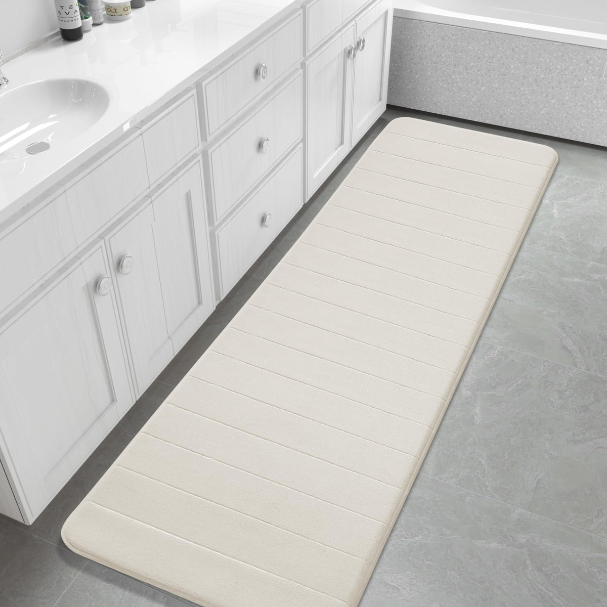 Yimobra Memory Foam Bath Mat, Super Soft & Absorbent Bathroom Rug, Grey