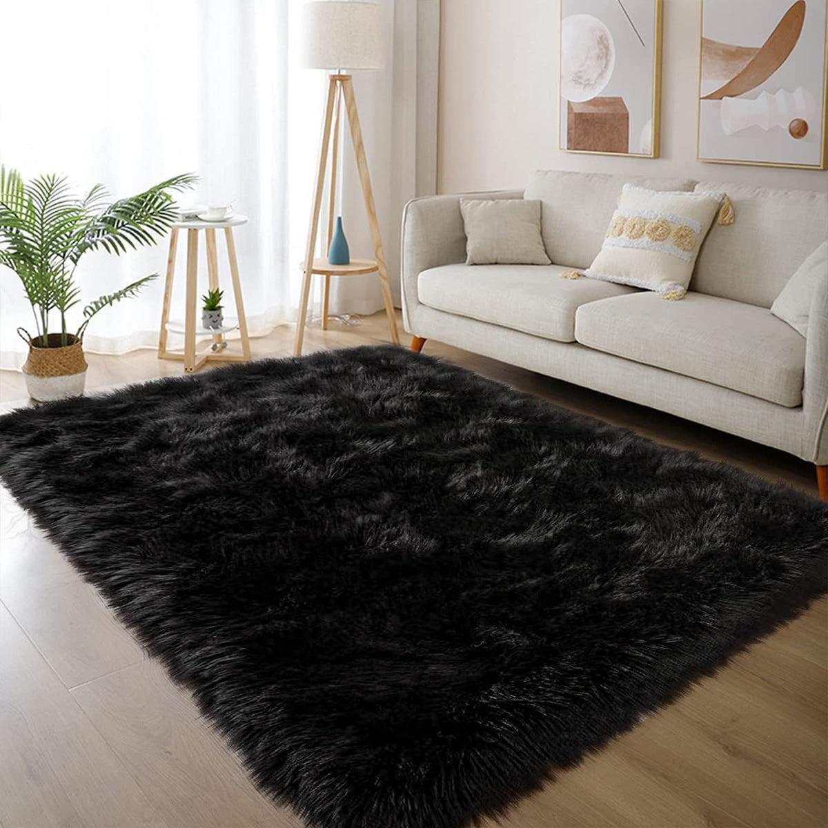 Latepis White Sheepskin Rug 2x3 Faux Fur Sheepskin Rug for Living Room Fluffy Washable Rugs for Bedroom Luxury Room Decor Furry Rugs Rectangle