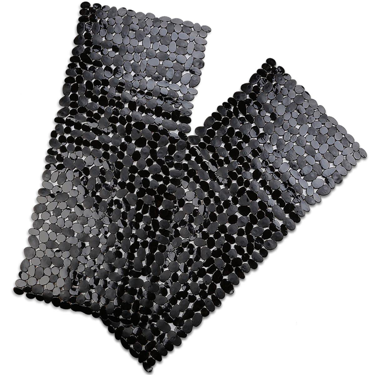 Pebble Bathtub Mat Non Slip 35" X 16" with Suction Cups,Black