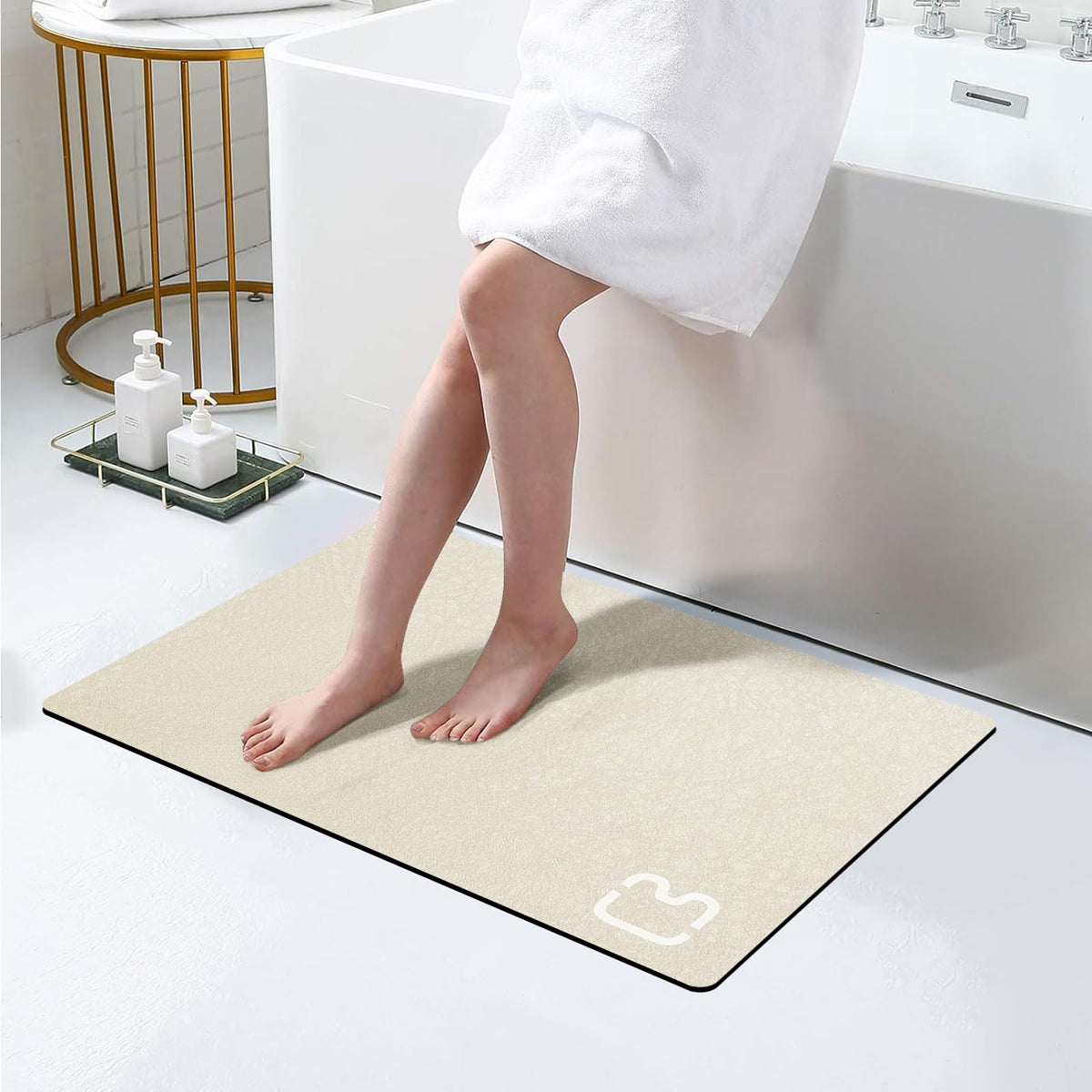 Diatomaceous Earth Bath Mat Stone Bath Mats for Bathroom,15.7"x23.6",Grey