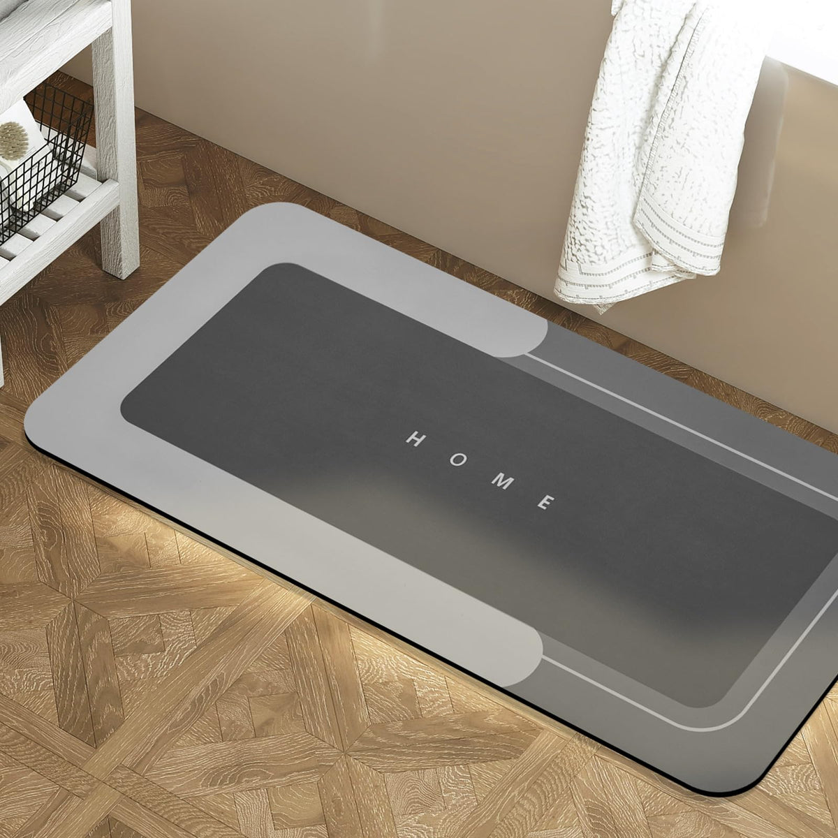 Housego Absorbent Bath Mat, Quick Dry Bath Rug, Non-Slip, 3PCS, Black