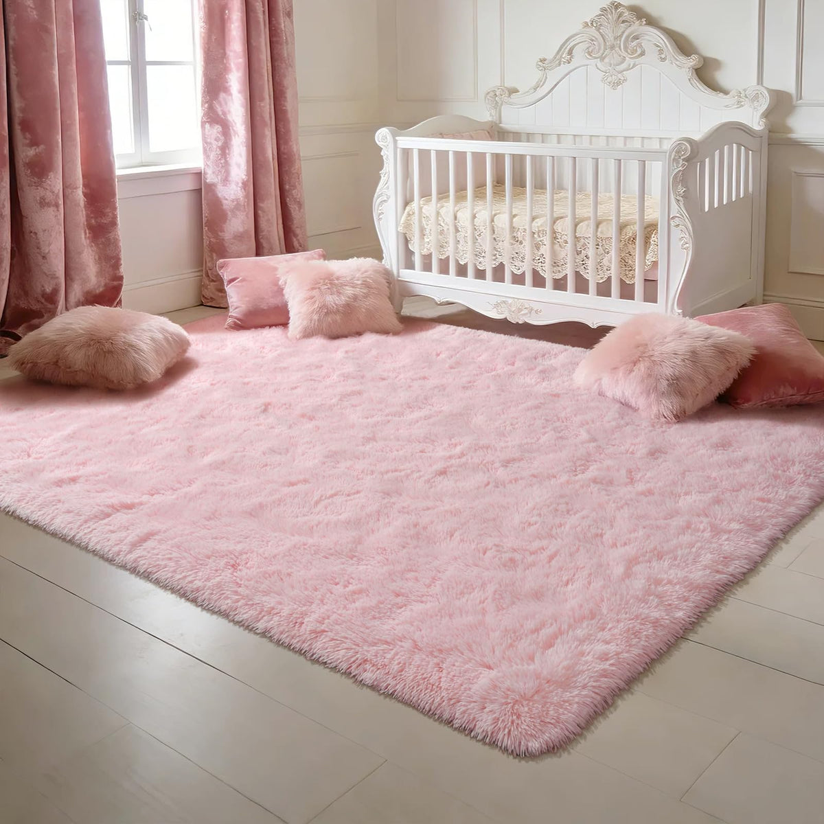 Runner Rug for Bedroom, 2x6 Soft Shag Fluffy Area Rugs for Girls Boy's Room, Plush Shaggy Carpet with Non-Slip Bottom for Living Room Dorm, Olive Green