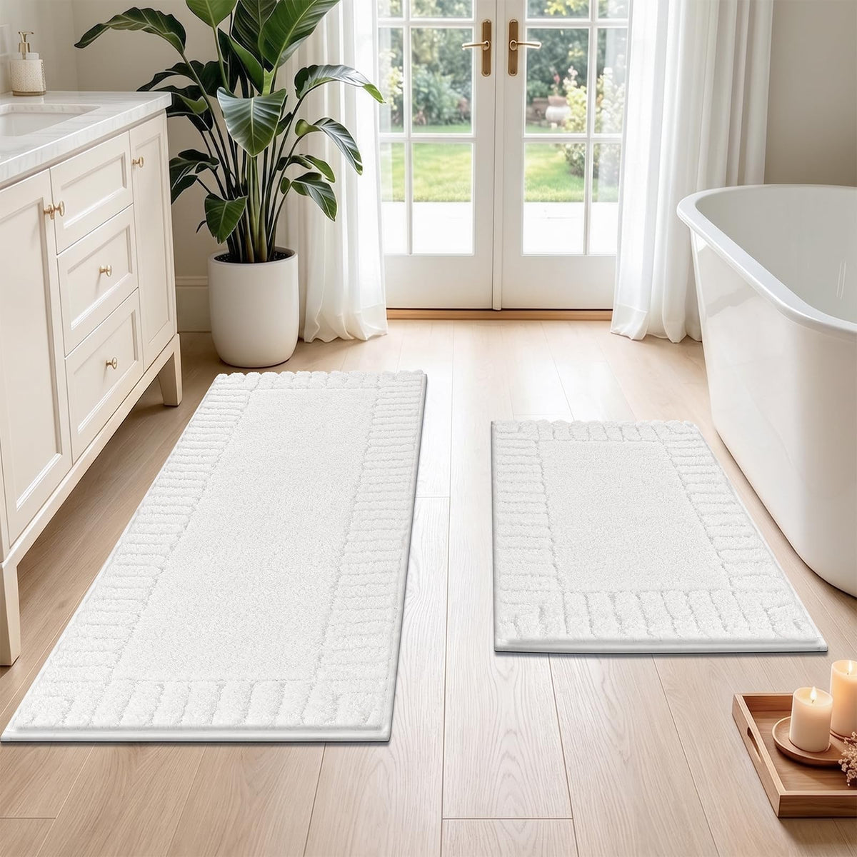 Pauwer Bathroom Rugs Sets 3 Piece, Microfiber Bath Mat Set, Dark Grey