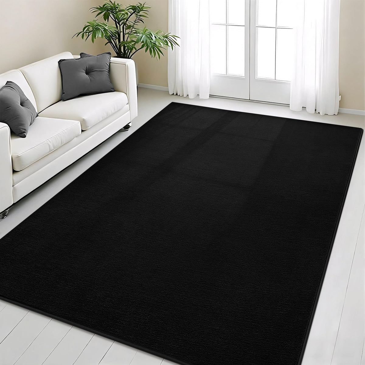 Vasofe Black Hallway Runner Rug, 2x6 Non Slip Runners, Washable Bedroom Rug