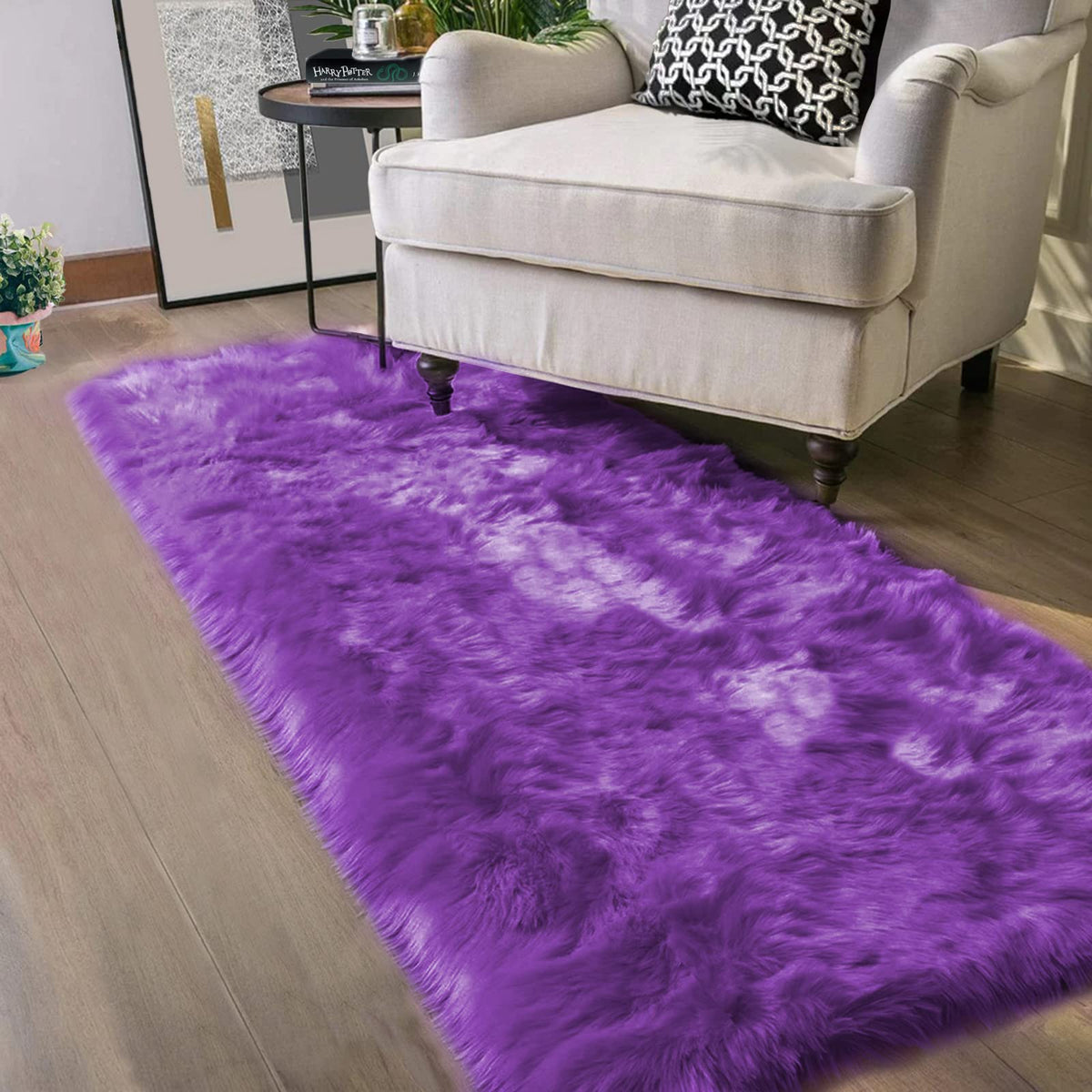 Latepis White Sheepskin Rug 2x3 Faux Fur Sheepskin Rug for Living Room Fluffy Washable Rugs for Bedroom Luxury Room Decor Furry Rugs Rectangle