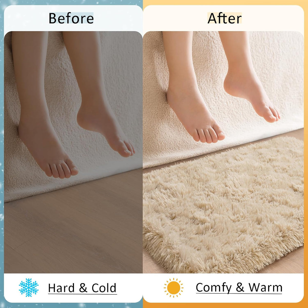 HOMORE Small Rugs for Bedroom 2x3 Feet Beige Rug for Bedside Living Room