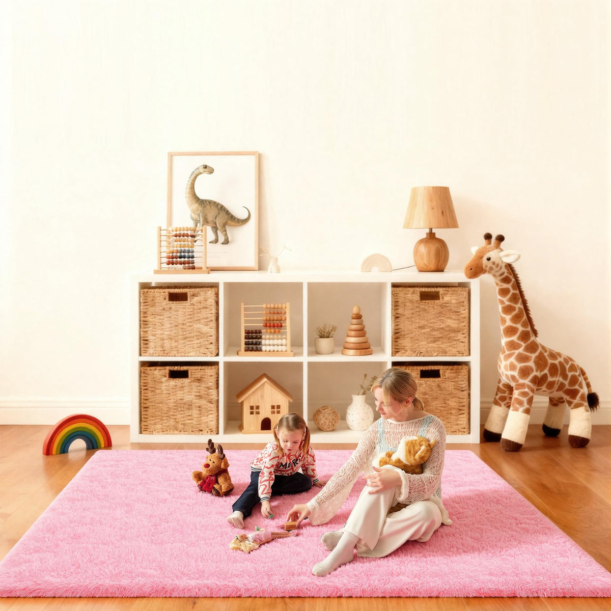 Pink Rug for Bedroom, 2x3 Small Fluffy Area Rugs for Living Room