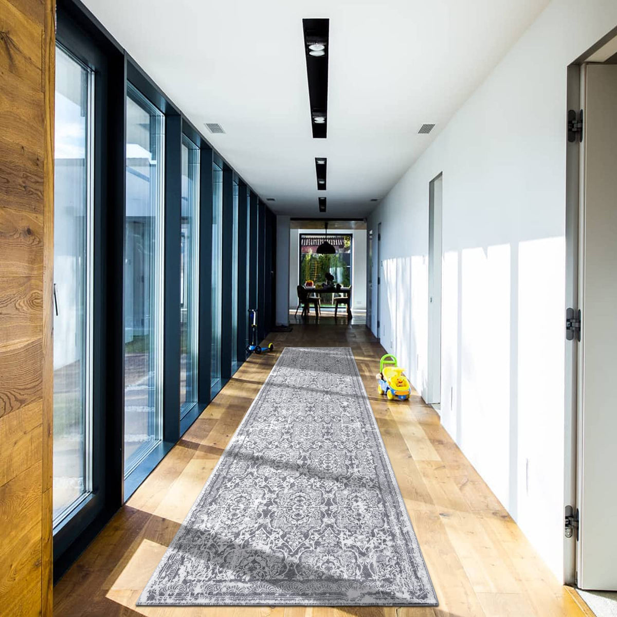 Vaukki Hallway Runner 2x6 ft, Grey Vintage Shaggy Soft Kitchen Rug