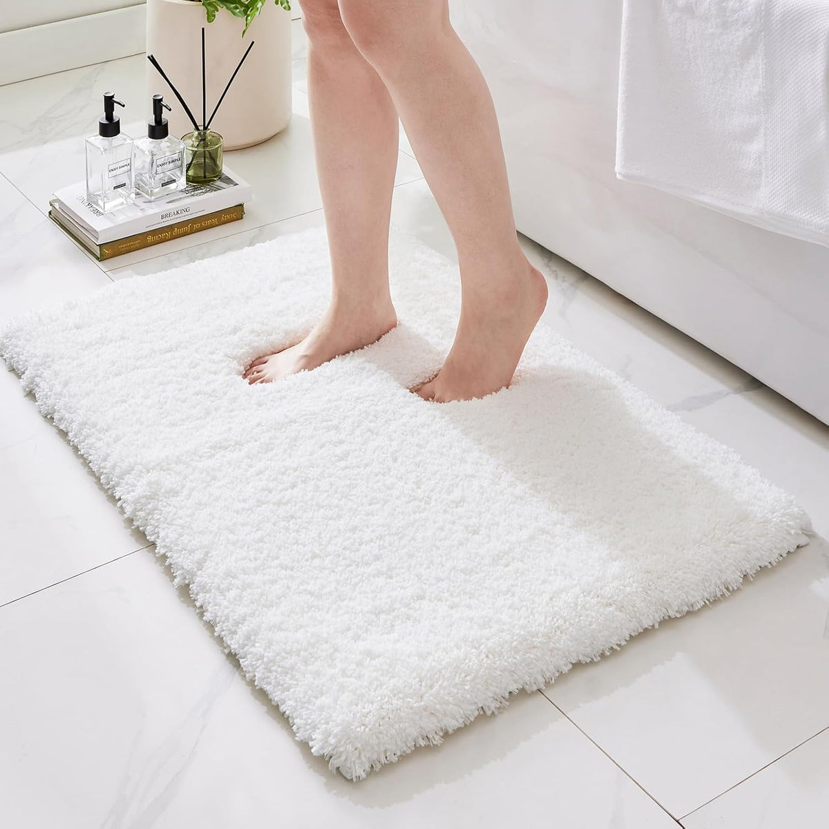 Microfiber Bathroom Rugs 24x17 Absorbent Soft Non Slip, Blue