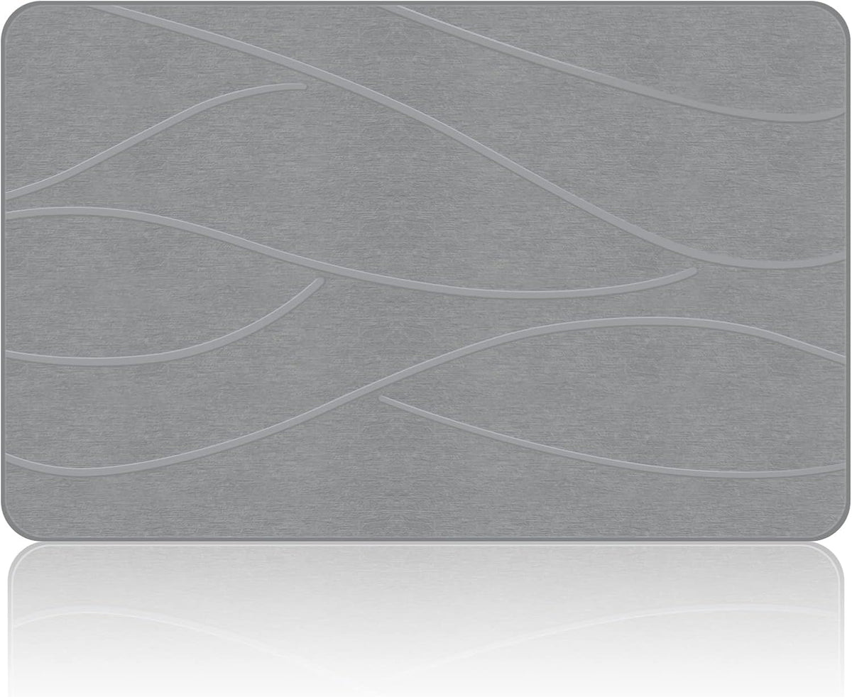 VEELOIM Stone Bath Mat, Diatomaceous Earth Shower Mat for Bathroom Grey