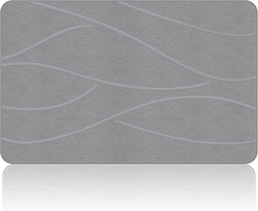 VEELOIM Stone Bath Mat, Diatomaceous Earth Shower Mat for Bathroom Grey