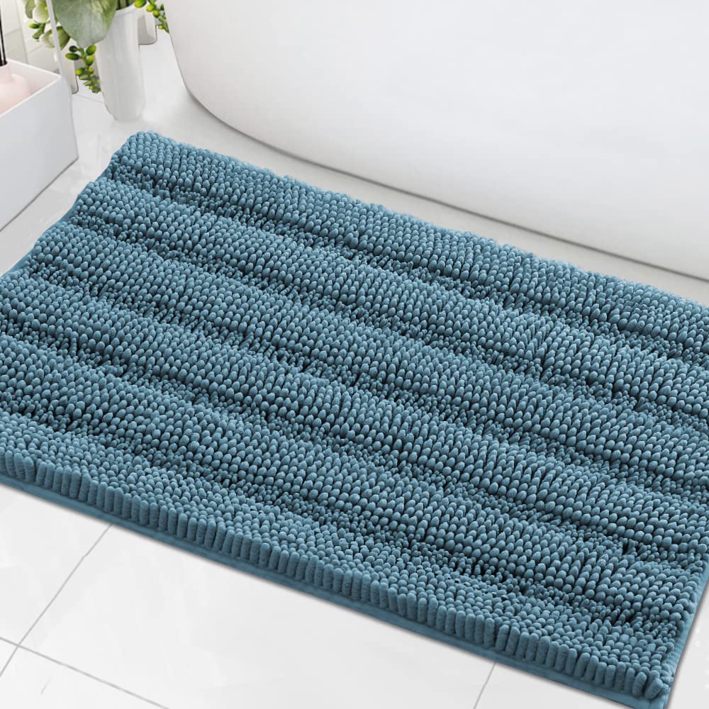 H.VERSAILTEX Bathroom Rugs Bath Rug Set 2 Piece Bathroom Contour Rug Toilet Mat Sets Non Slip Contour Bath Rug Ultra Thick Water Absorbent Striped Bath Mats Washable(47" x 17" Plus 20" x 20" U, Cream)