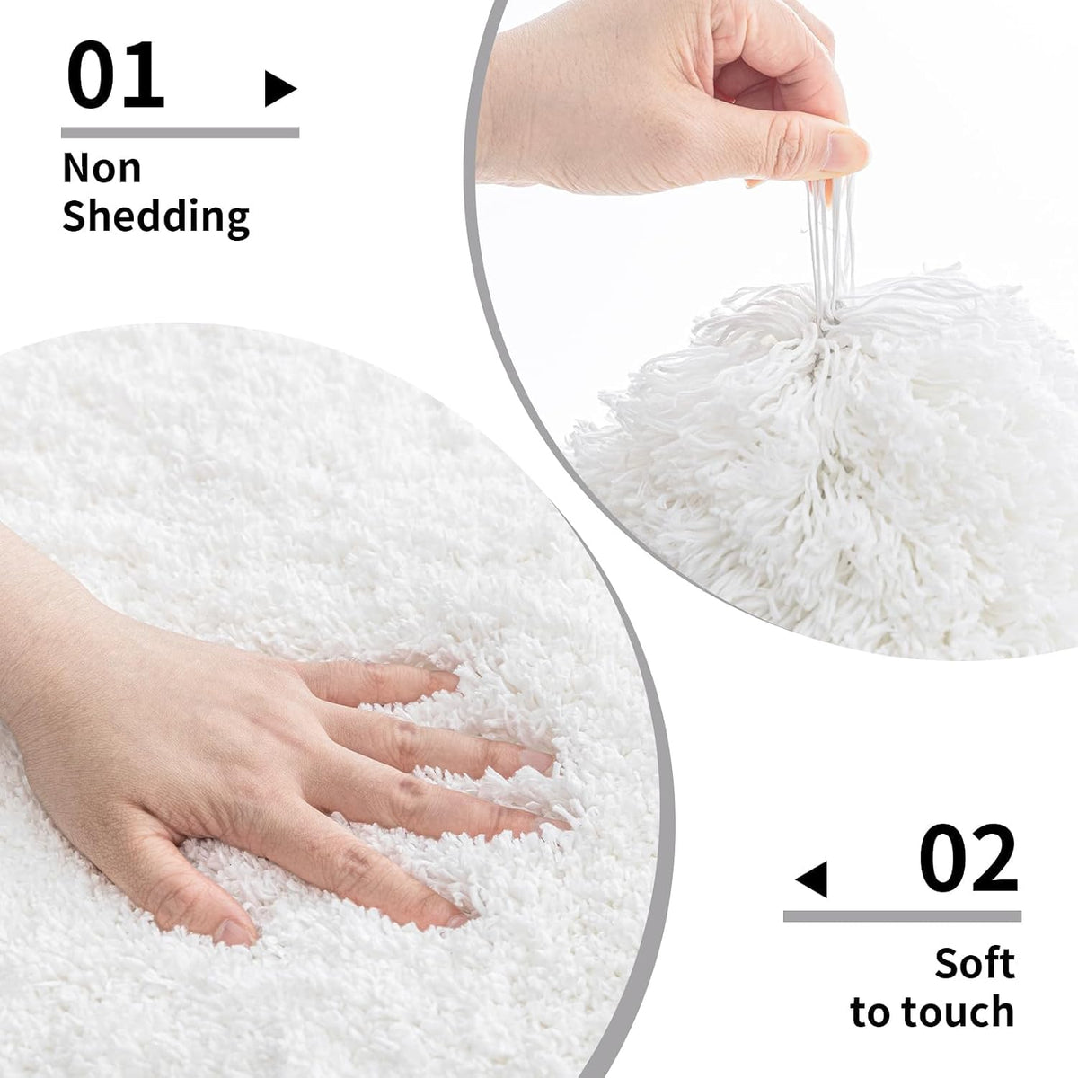 Disolla White Bathroom Rugs 17x24, Microfiber Non-Slip Plush Small Bath Mat
