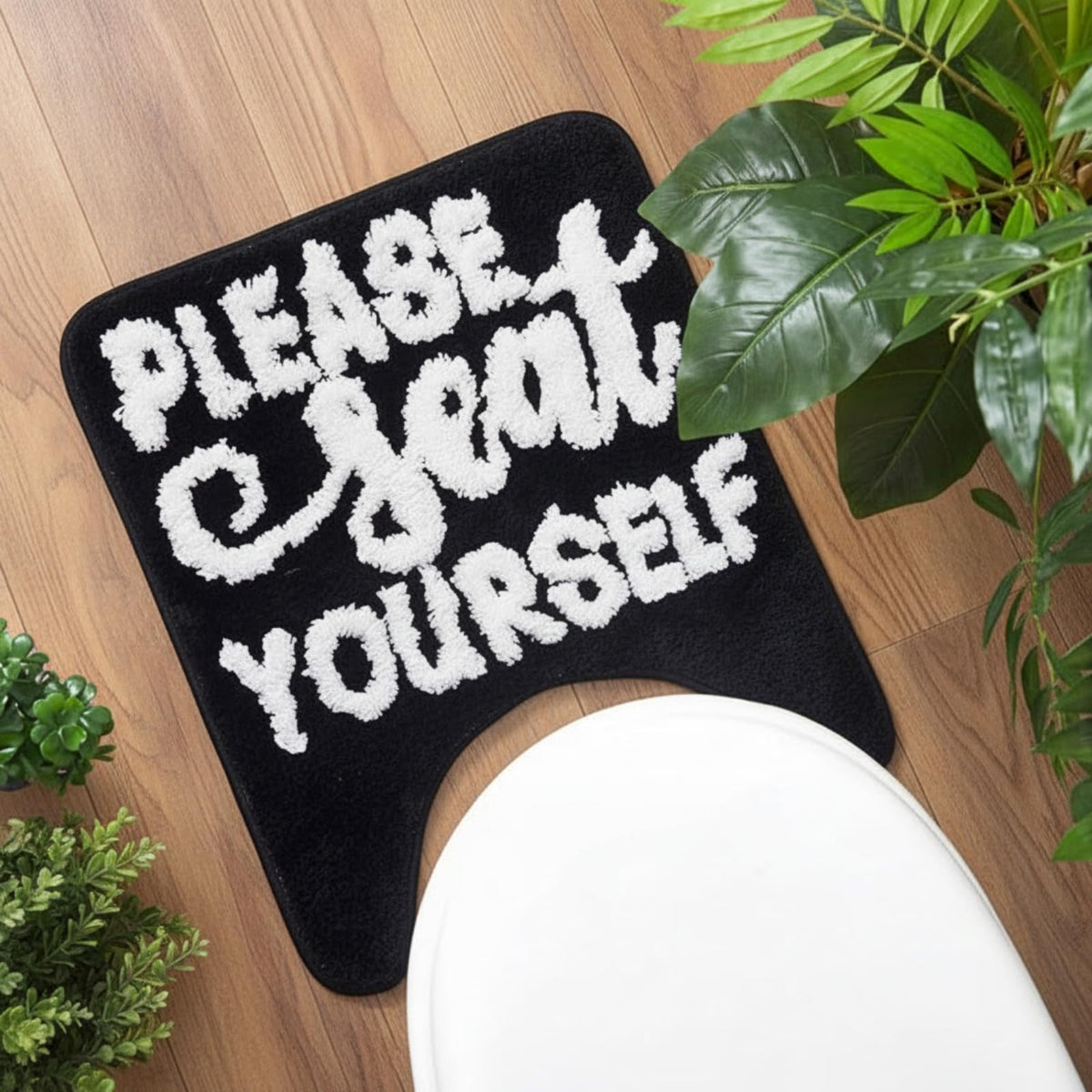 Drydiet U Shaped Toilet Rug Washable Cute Bath Mat 24x20,Black Cat