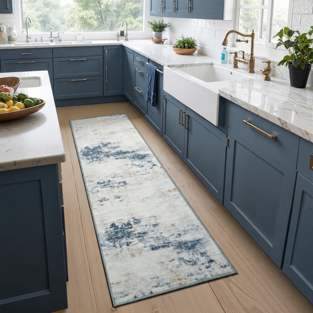 Toneed Washable 2x6 Non-Slip Runner Rug for Hallway Kitchen, Grey