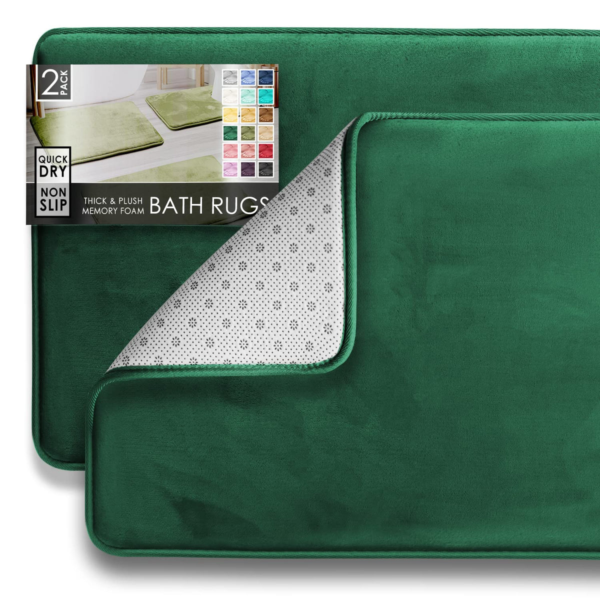 Clara Clark 3 Piece Bathroom Rugs Bath Mat Set, Velvet Memory Foam Bath Mats for Bathroom - Non-Slip, PVC Backing Bath Rugs, Washable - Dries Quickly, Grey