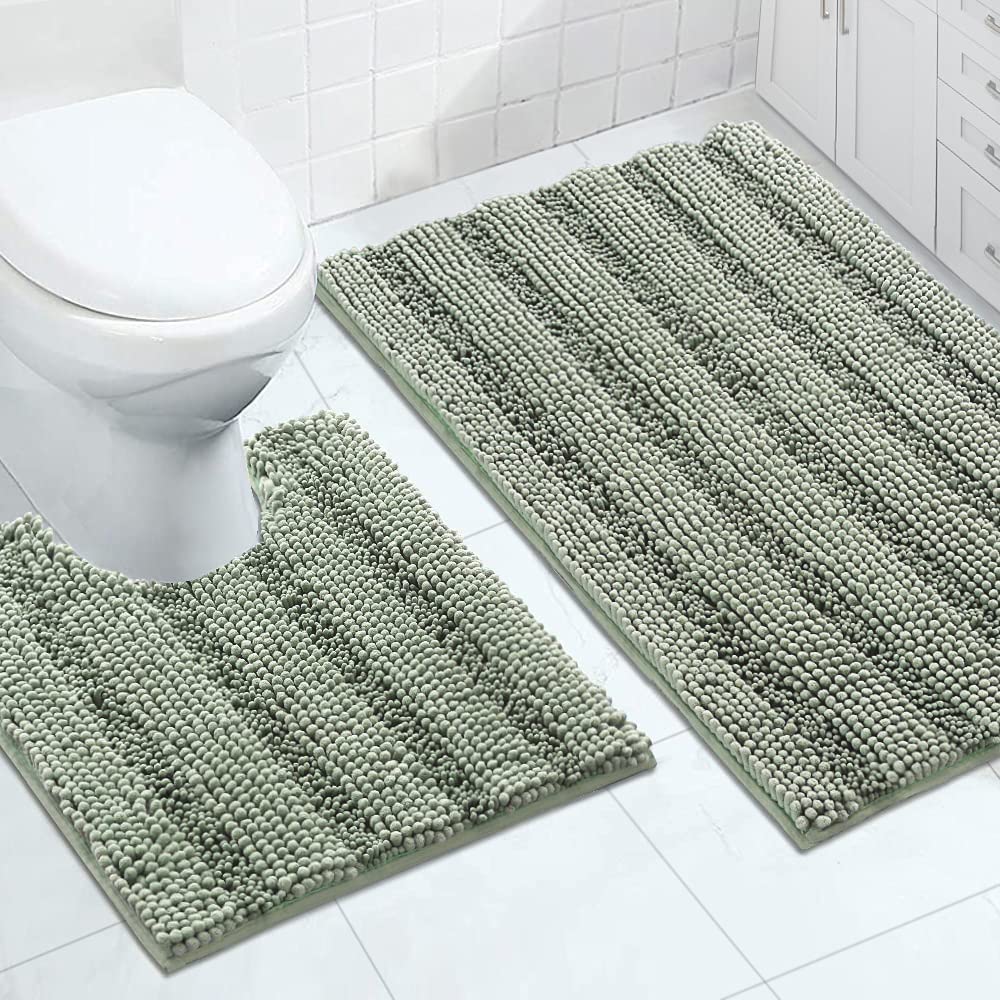 Turquoize Bathroom Runner Rug 17"x47", Soft Absorbent Chenille Bath Rug