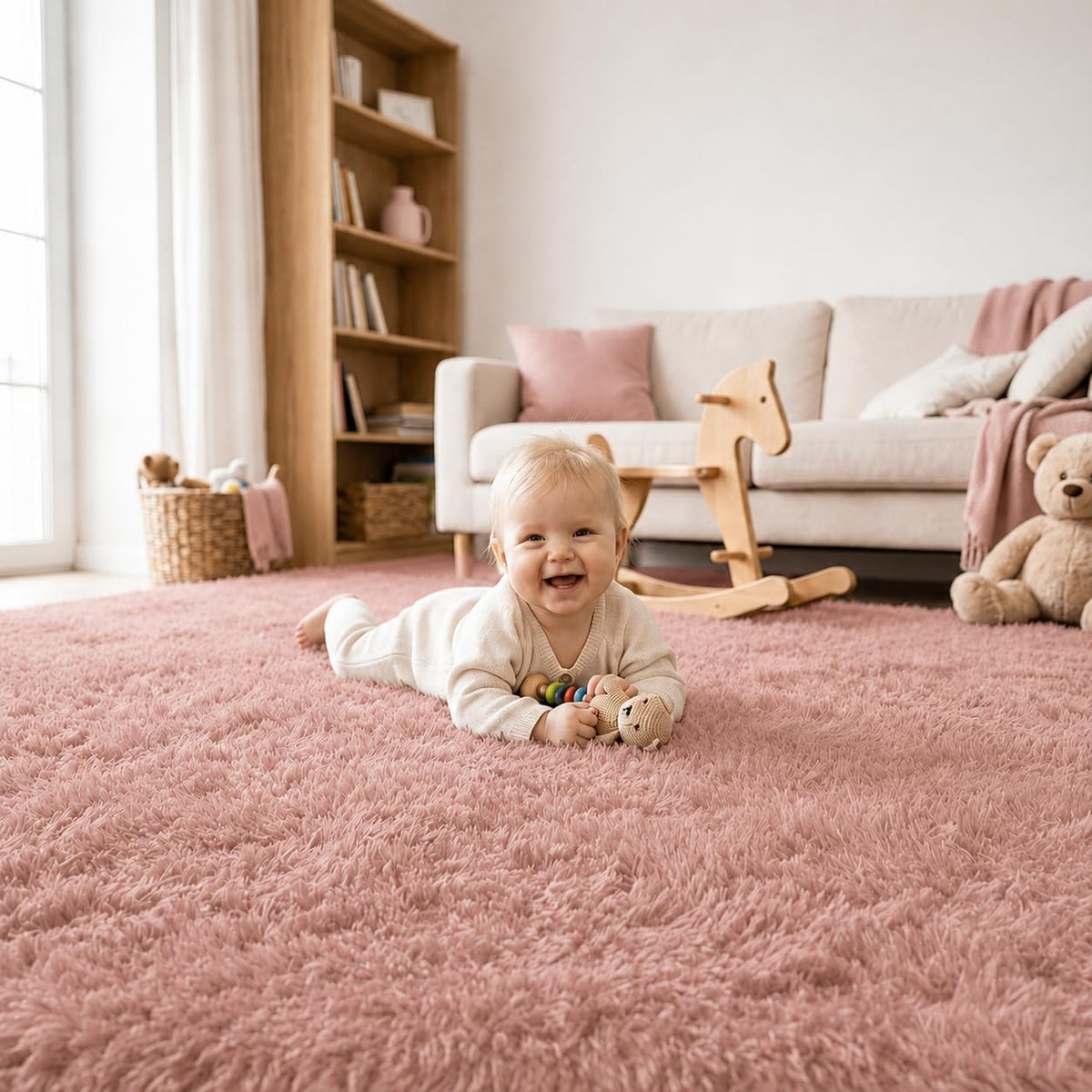 2x3 Area Rug for Bedroom Bedside, Soft Fluffy Plush Thick Rug for Living Room, Non-Slip Small Shag Rug, Non-Shedding High-Pile Indoor Floor Carpet for Kids Room Nursery Dorm Home Decor(Dark Gray)