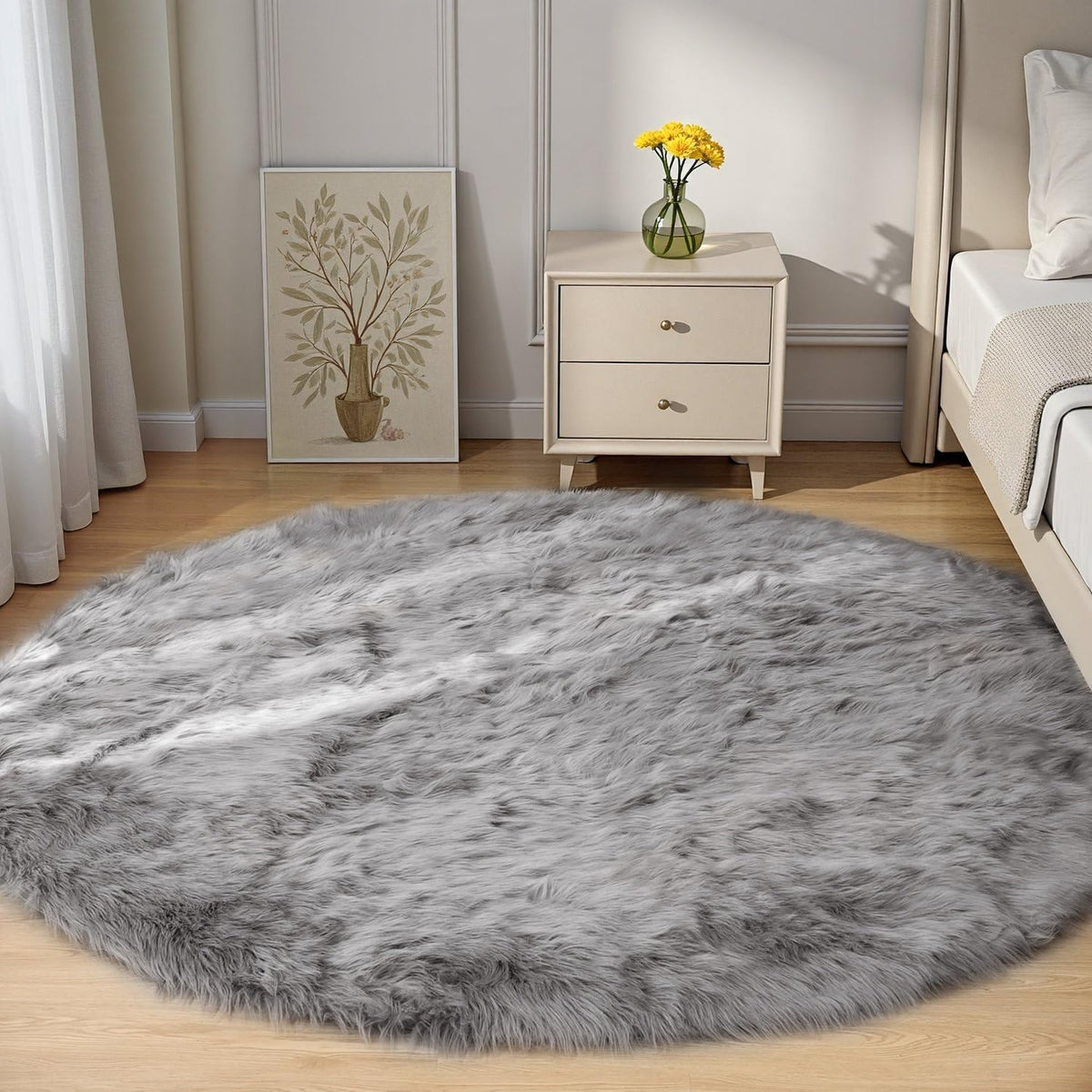 Goolela White Fluffy Faux Fur Rug for Bedroom Faux Sheepskin Rug 2x3 White Fuzzy Furry Bedside Carpet Dining Room Playroom Dorm Small Washable Rectangle