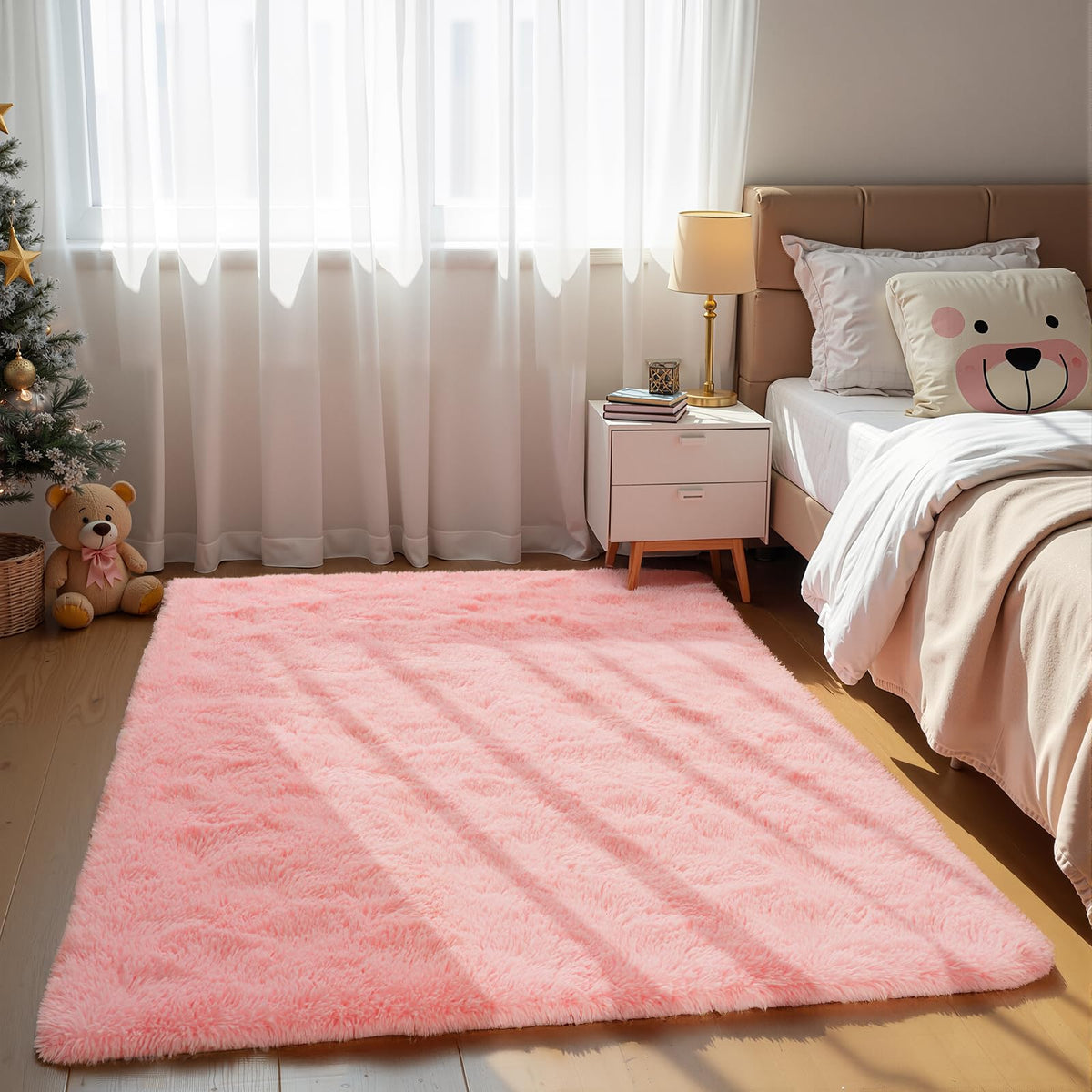 Zentavio 2x6 Runner Rugs for Hallway Shag Soft Bedroom Bedside Rugs Non Slip Fluffy Carpet for Kids Girls Boys Home Decor Aesthetic Dorm Nursery Tie-Dyed Black Grey