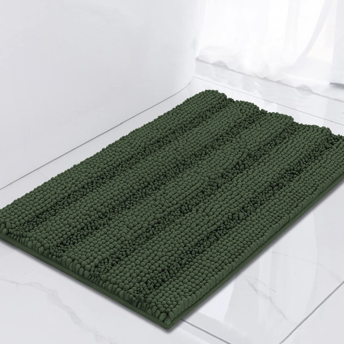 Turquoize Bathroom Runner Rug 17"x47", Soft Absorbent Chenille Bath Rug