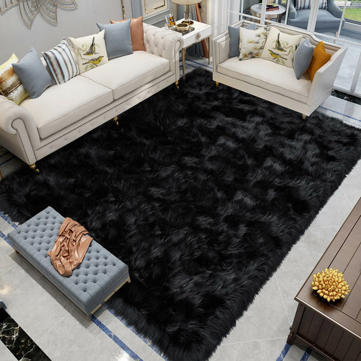 Latepis White Sheepskin Rug 2x3 Faux Fur Sheepskin Rug for Living Room Fluffy Washable Rugs for Bedroom Luxury Room Decor Furry Rugs Rectangle