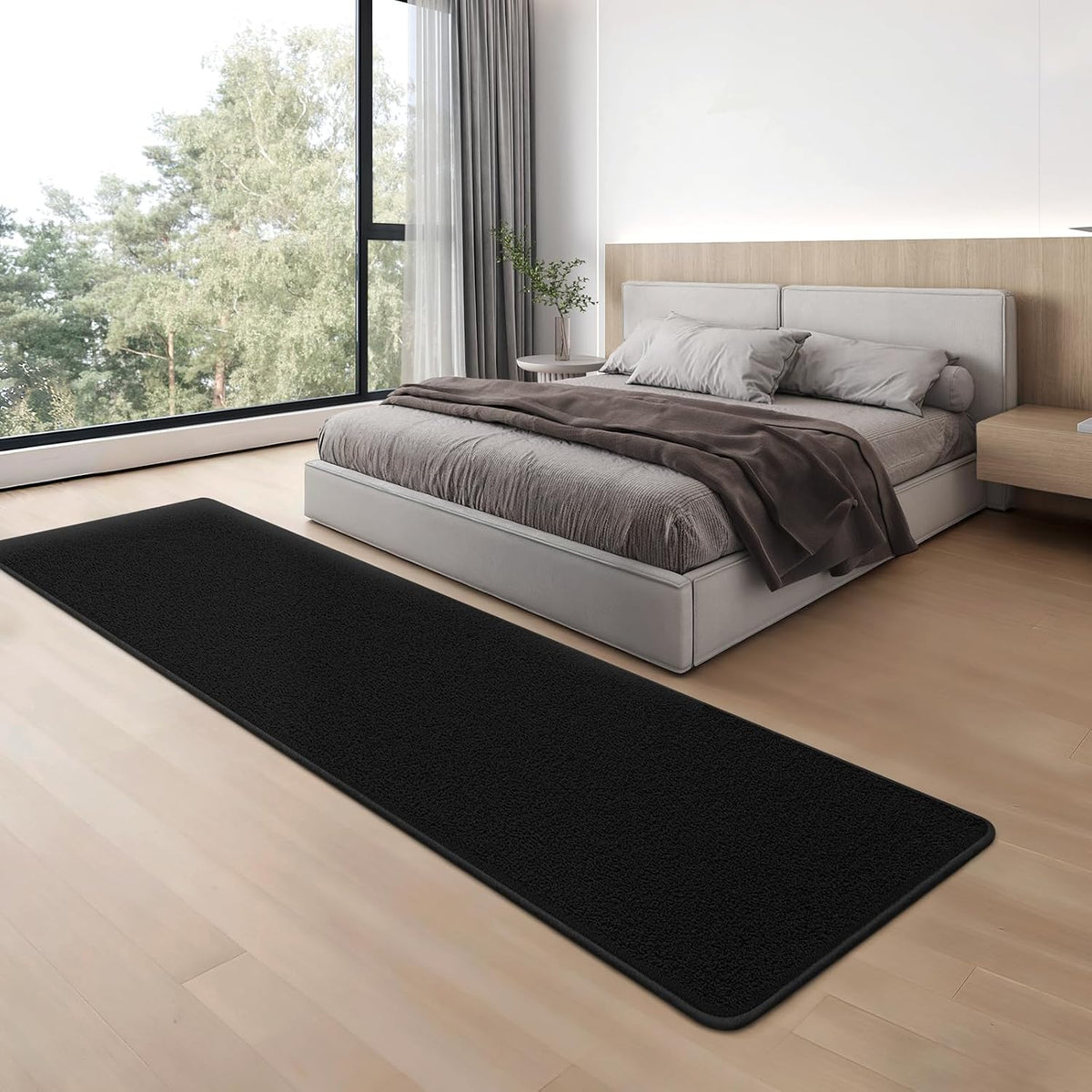Modern Hallway Runner Rug, 2x6 Black Washable Non Slip Runner Rug