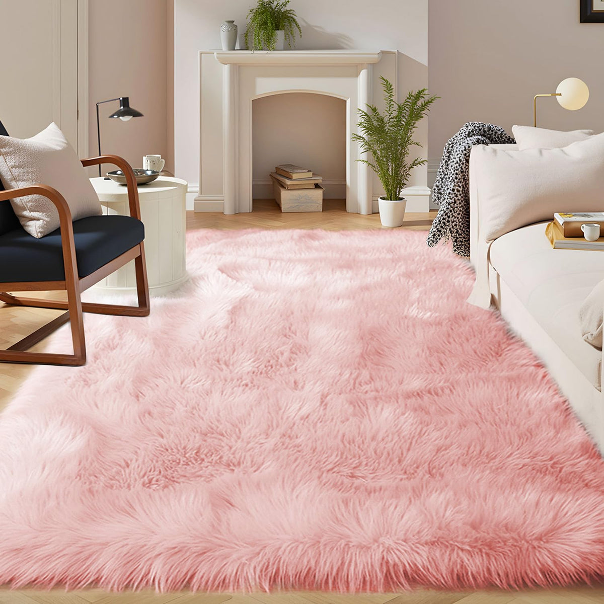 Latepis White Sheepskin Rug 2x3 Faux Fur Sheepskin Rug for Living Room Fluffy Washable Rugs for Bedroom Luxury Room Decor Furry Rugs Rectangle