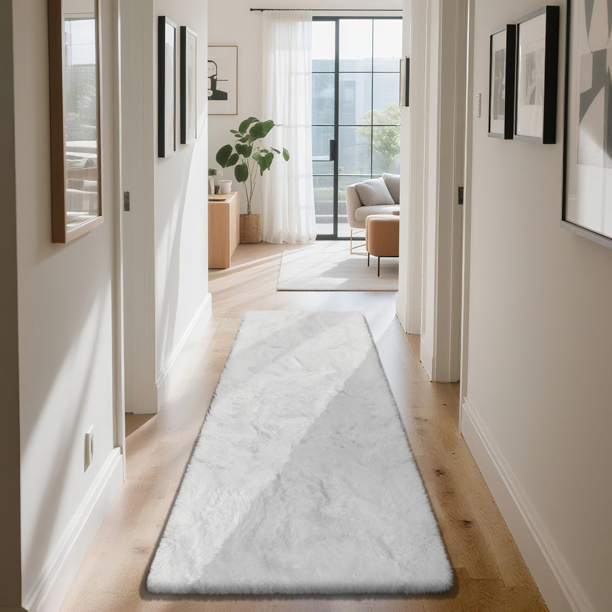 Beige 2x4 Area Rugs for Bedroom, Fluffy Shag Rug Small Rug Bedside Carpet