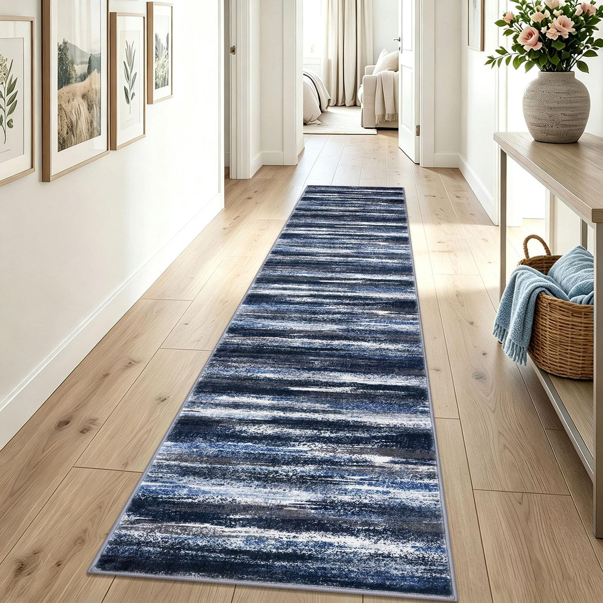 Lansny Abstract Washable 2x6 Runner Rug Non Slip Runners for Hallway