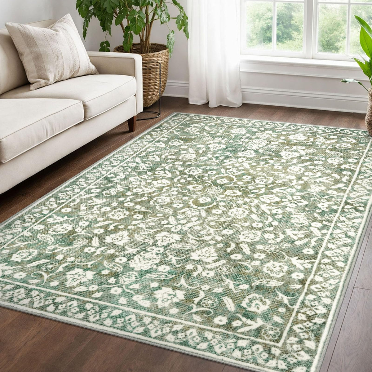 Vintage Washable Entryway Rug 2x3 Small Area Rug Non Slip Door Mat