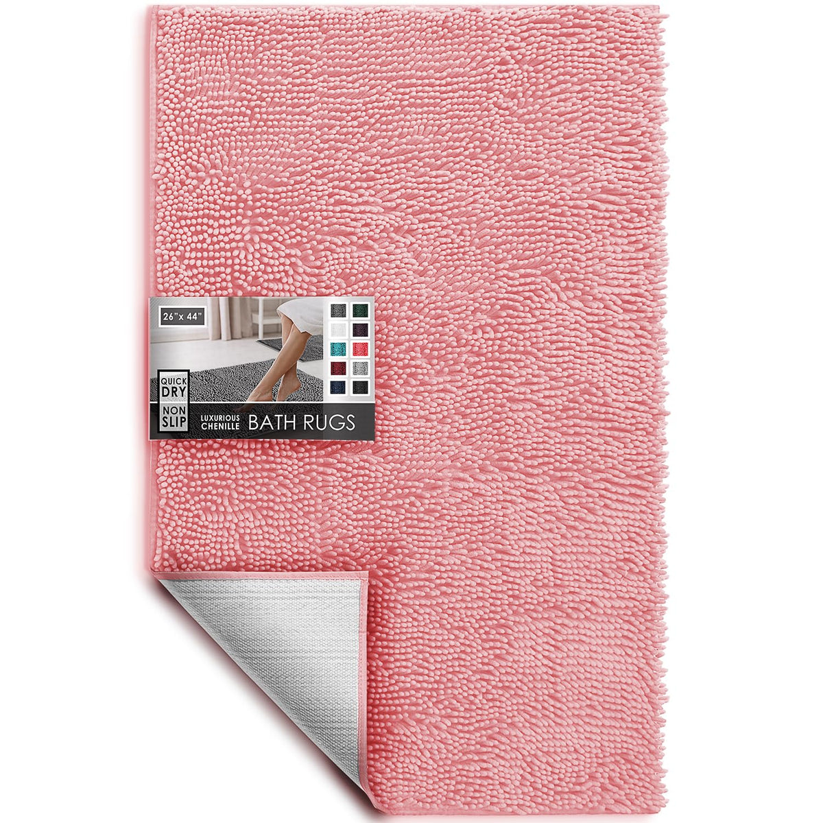 Hearth & Harbor Bathroom Rugs, Chenille Bath Mat - Machine Washable Bath Mats for Bathroom Non-Slip Backing Rubber, Quick Dry Bathroom Mat, 17 x 24 + 20 x 32 - Hunter Green