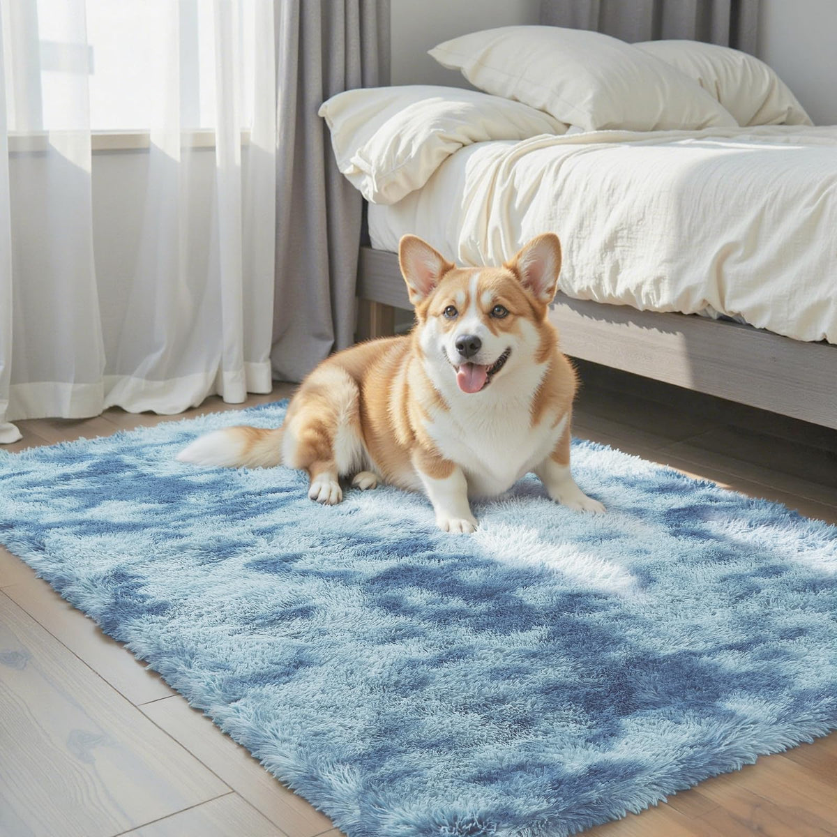 Small Shag Area Rug for Bedroom, 2x3 Cream Soft Plush Carpet