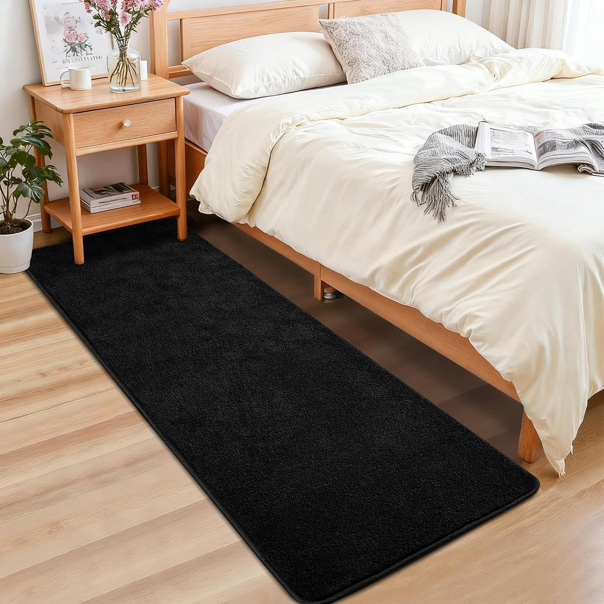 Chicrug Black 2x6 Minimalist Washable Runner Rugs for Hallway Entryway