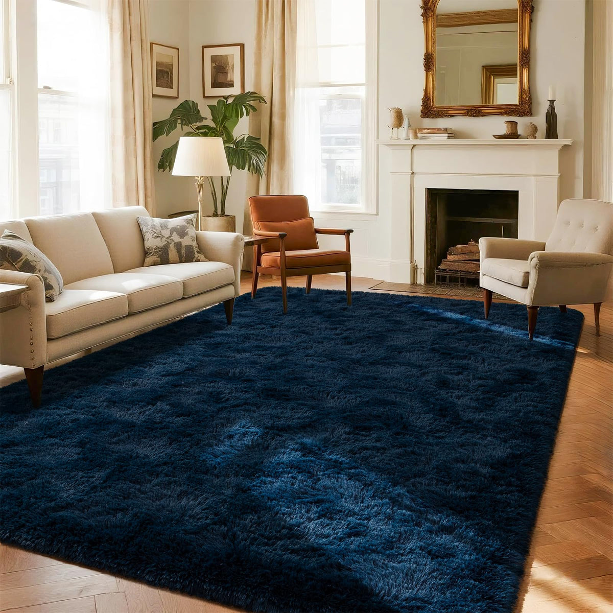Runner Rug for Bedroom, 2x6 Soft Shag Fluffy Area Rugs for Girls Boy's Room, Plush Shaggy Carpet with Non-Slip Bottom for Living Room Dorm, Olive Green